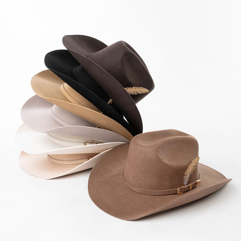 Fashion Metal Leaf Decoration Wool Felt Hat