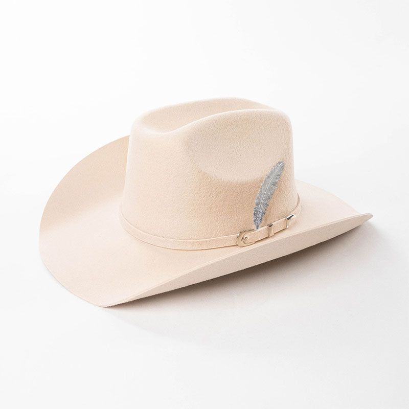 Fashion Metal Leaf Decoration Wool Felt Hat