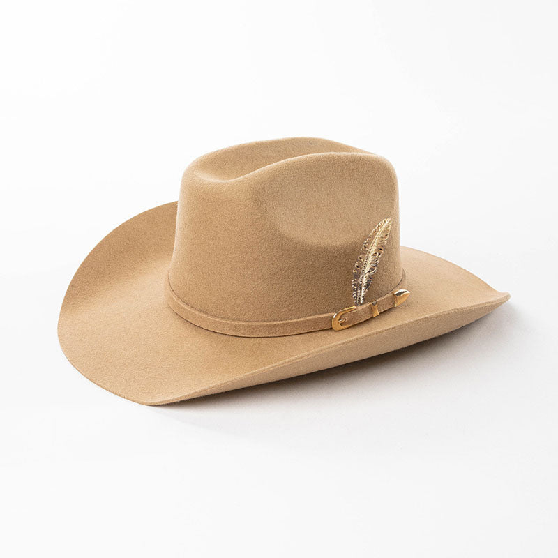 Fashion Metal Leaf Decoration Wool Felt Hat