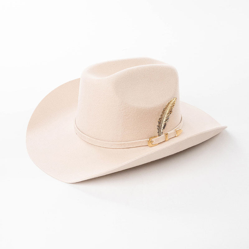 Fashion Metal Leaf Decoration Wool Felt Hat