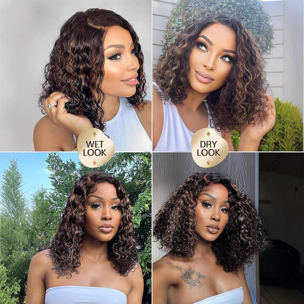 Women's Short Curly Hair African Curly Wig