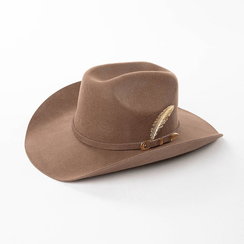 Fashion Metal Leaf Decoration Wool Felt Hat
