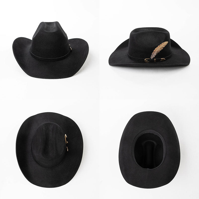 Fashion Metal Leaf Decoration Wool Felt Hat