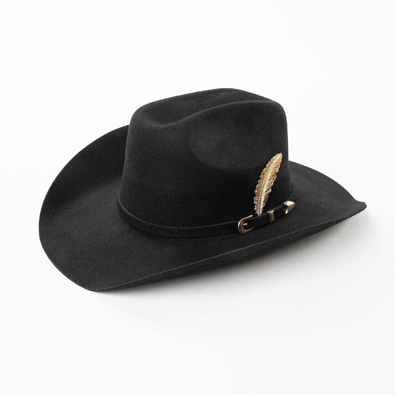 Fashion Metal Leaf Decoration Wool Felt Hat