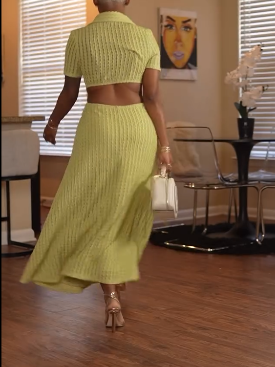 Yellow Button Slit Maxi Dress