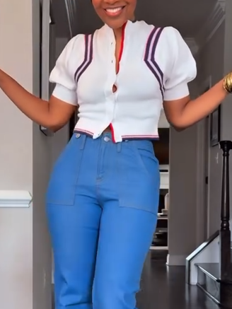 White Striped Top