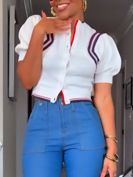 White Striped Top