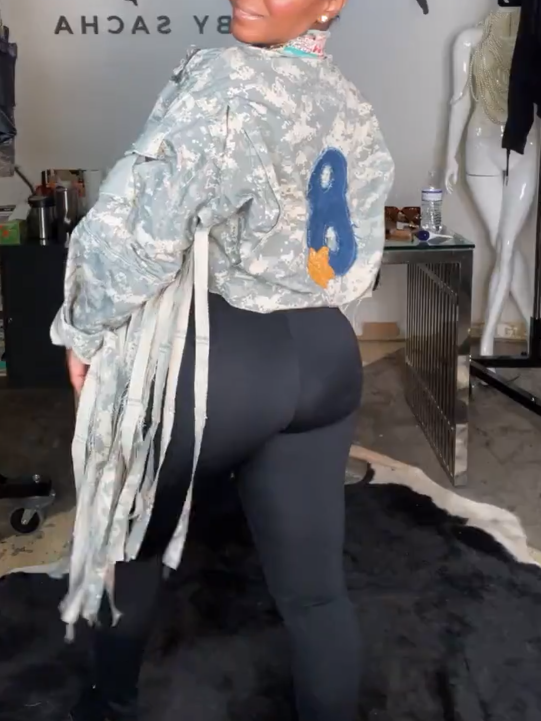 Camouflage Denim Streamer Coat