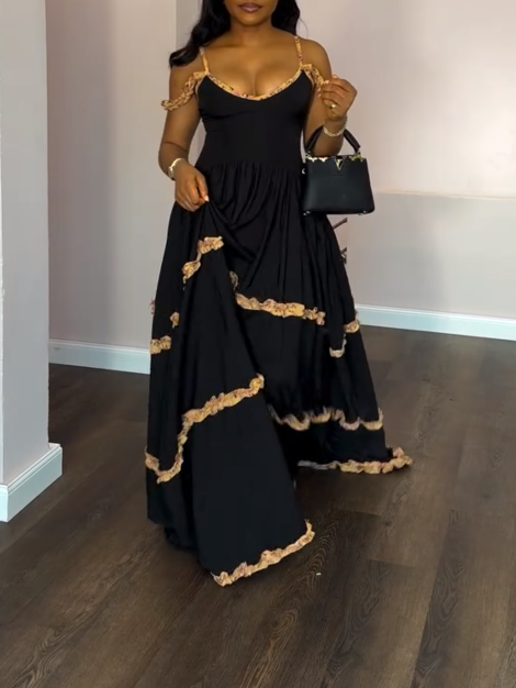 Black Bronzing Skirt With Slip