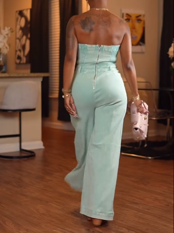 Light Green Strapless Jumpsuit