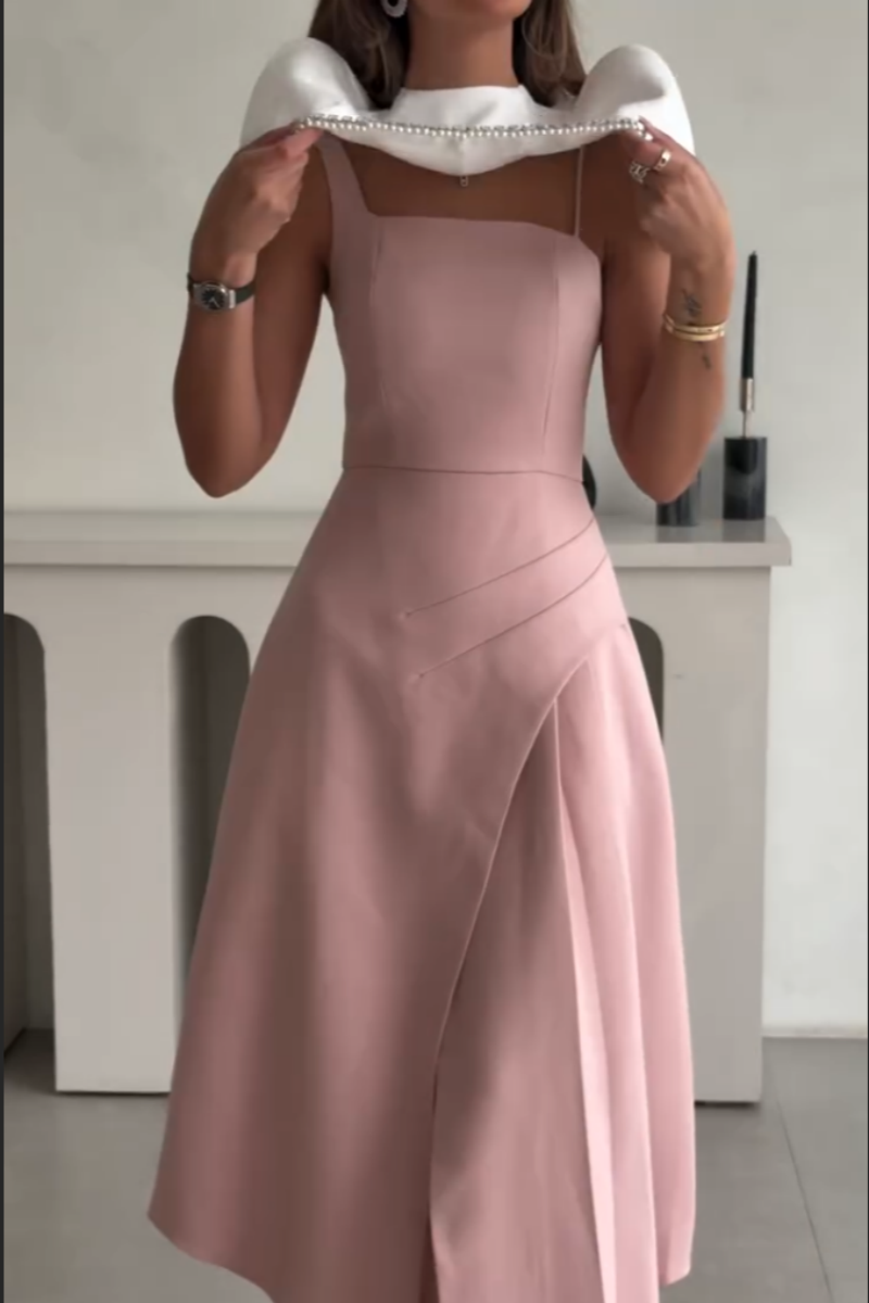 Elegant Pink Midi Dress