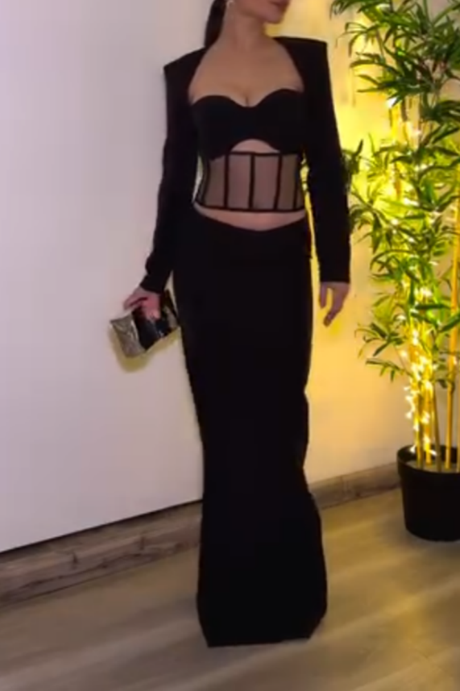 Black Sheer Cut-Out Two-Piece Set