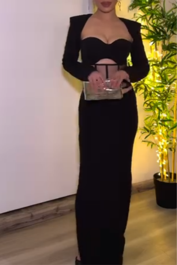 Black Sheer Cut-Out Two-Piece Set