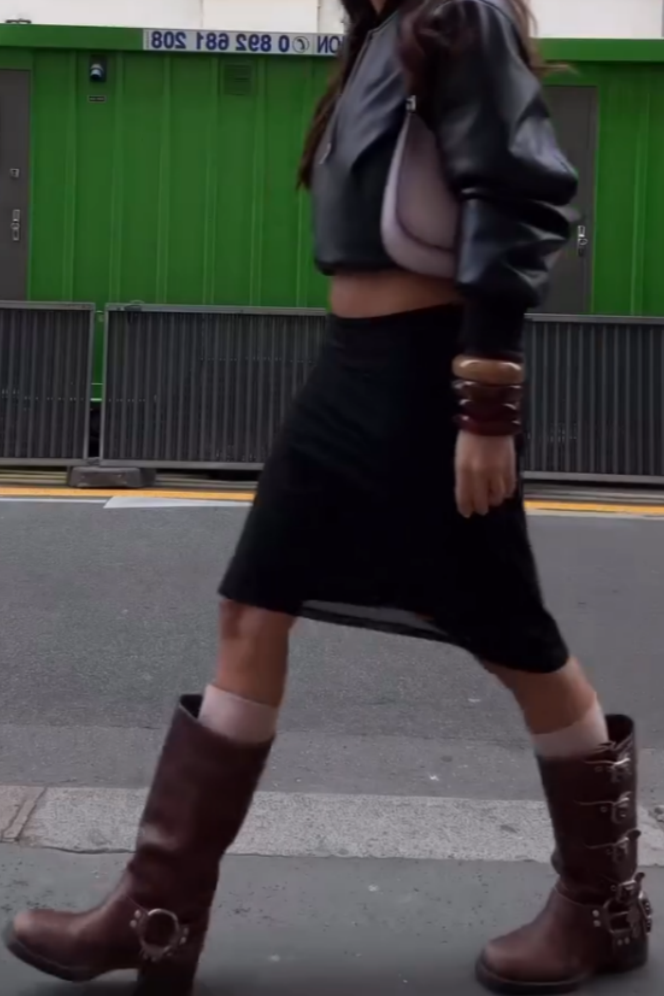 Brown Buckle Details Combat Boots