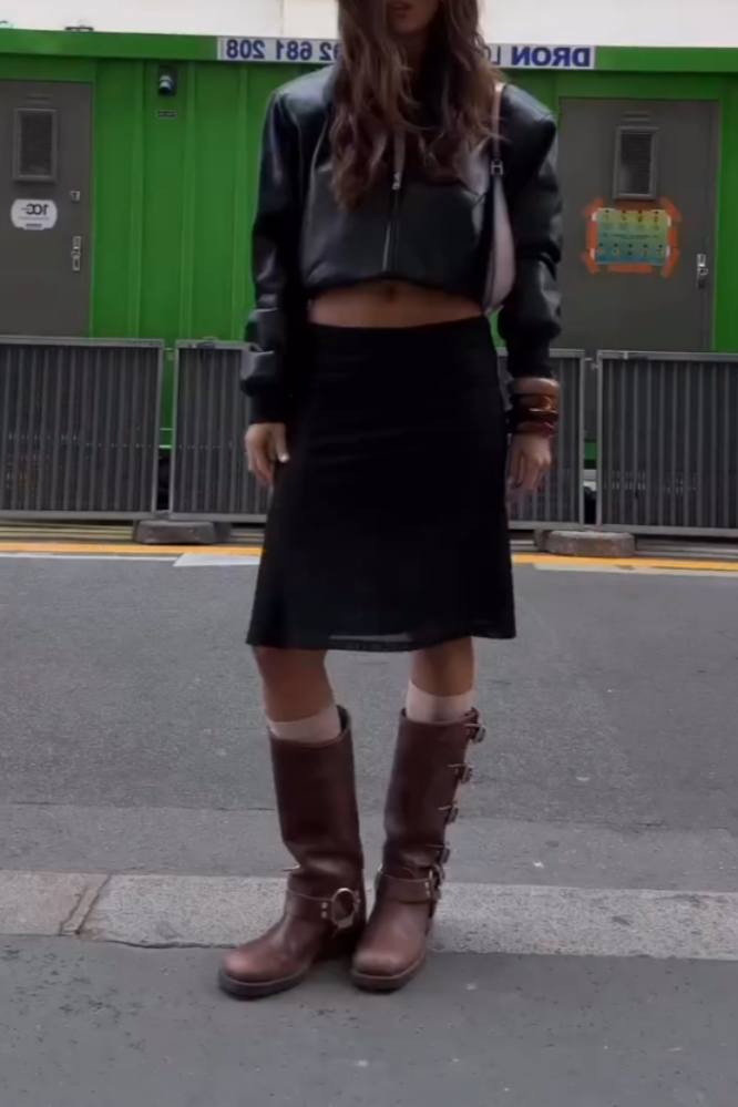 Brown Buckle Details Combat Boots