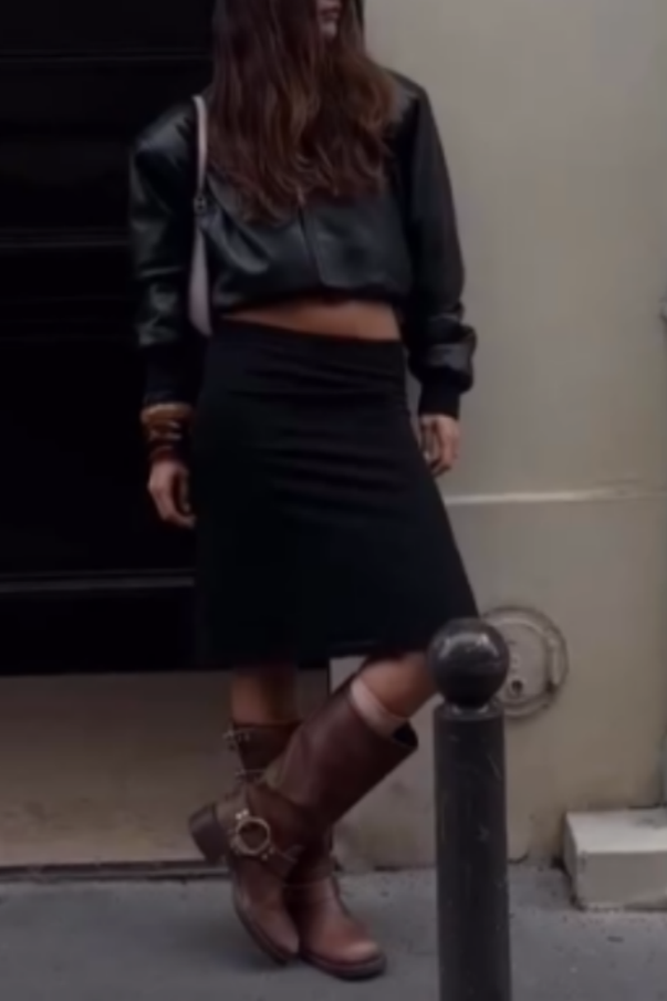 Brown Buckle Details Combat Boots