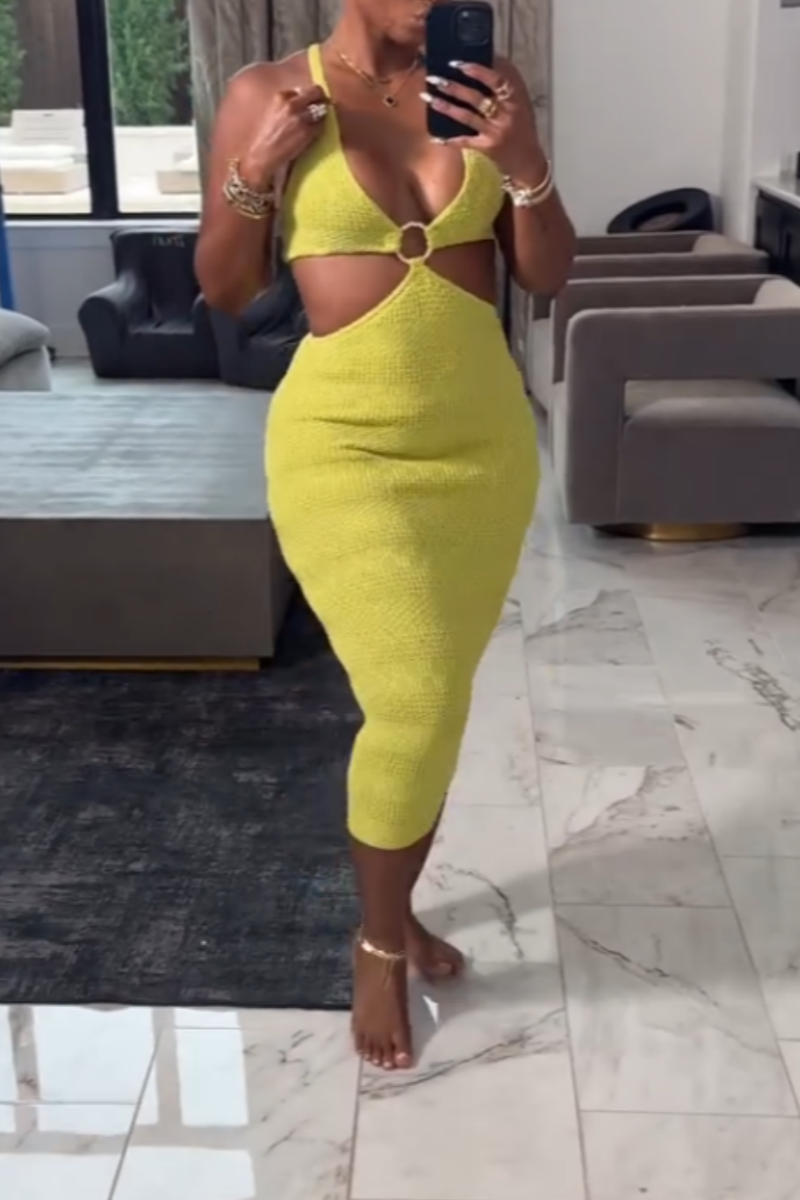 Yellow Cut-Out Bodycon Dress