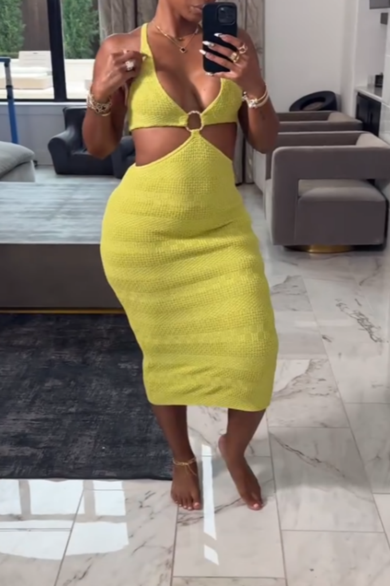 Yellow Cut-Out Bodycon Dress