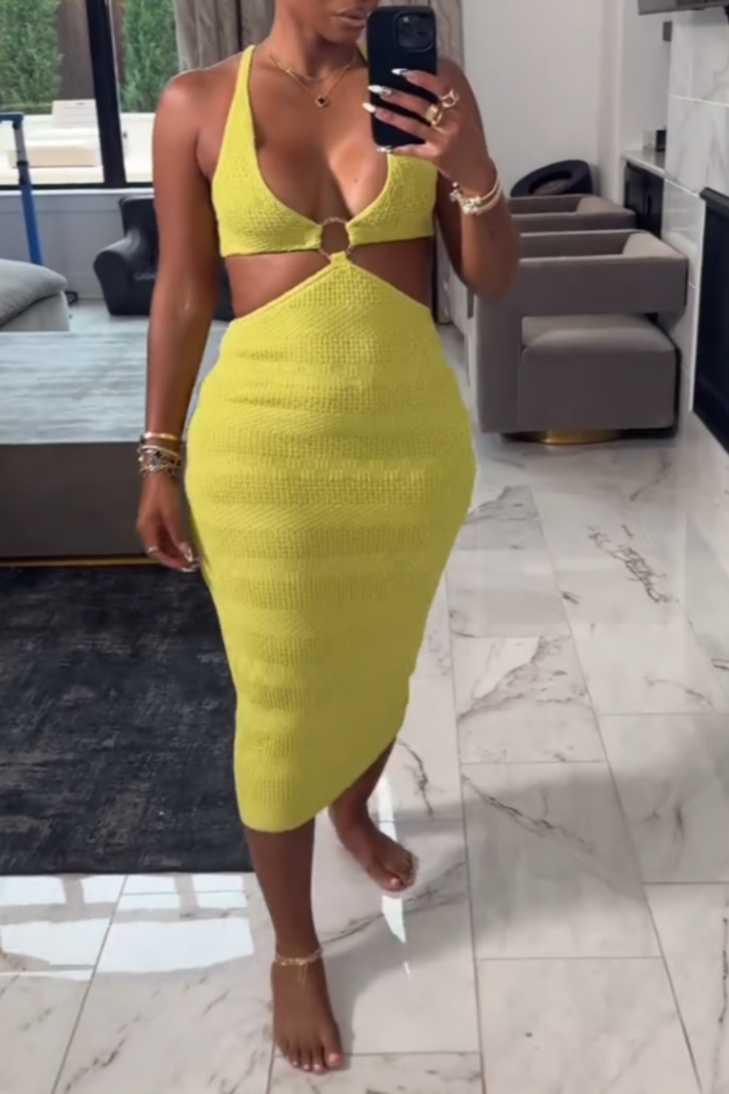 Yellow Cut-Out Bodycon Dress