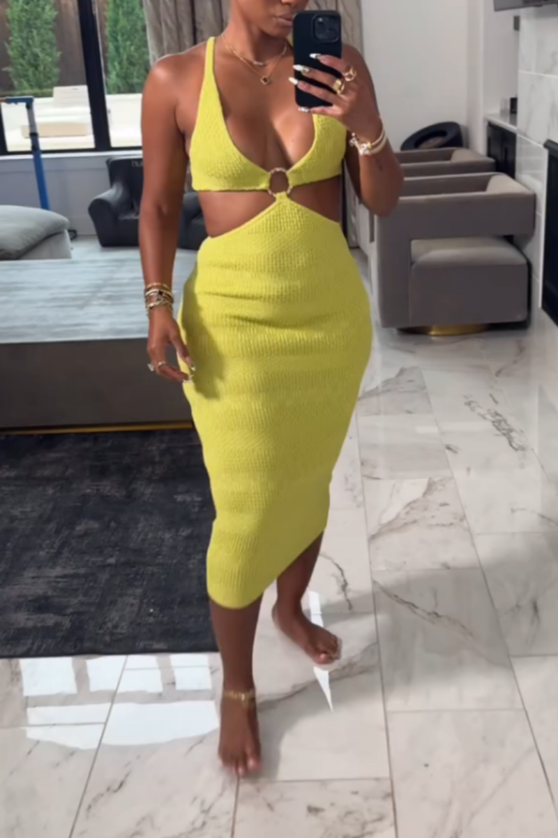 Yellow Cut-Out Bodycon Dress