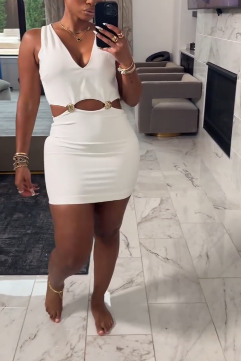 White Cut-Out Bodycon Mini Dress