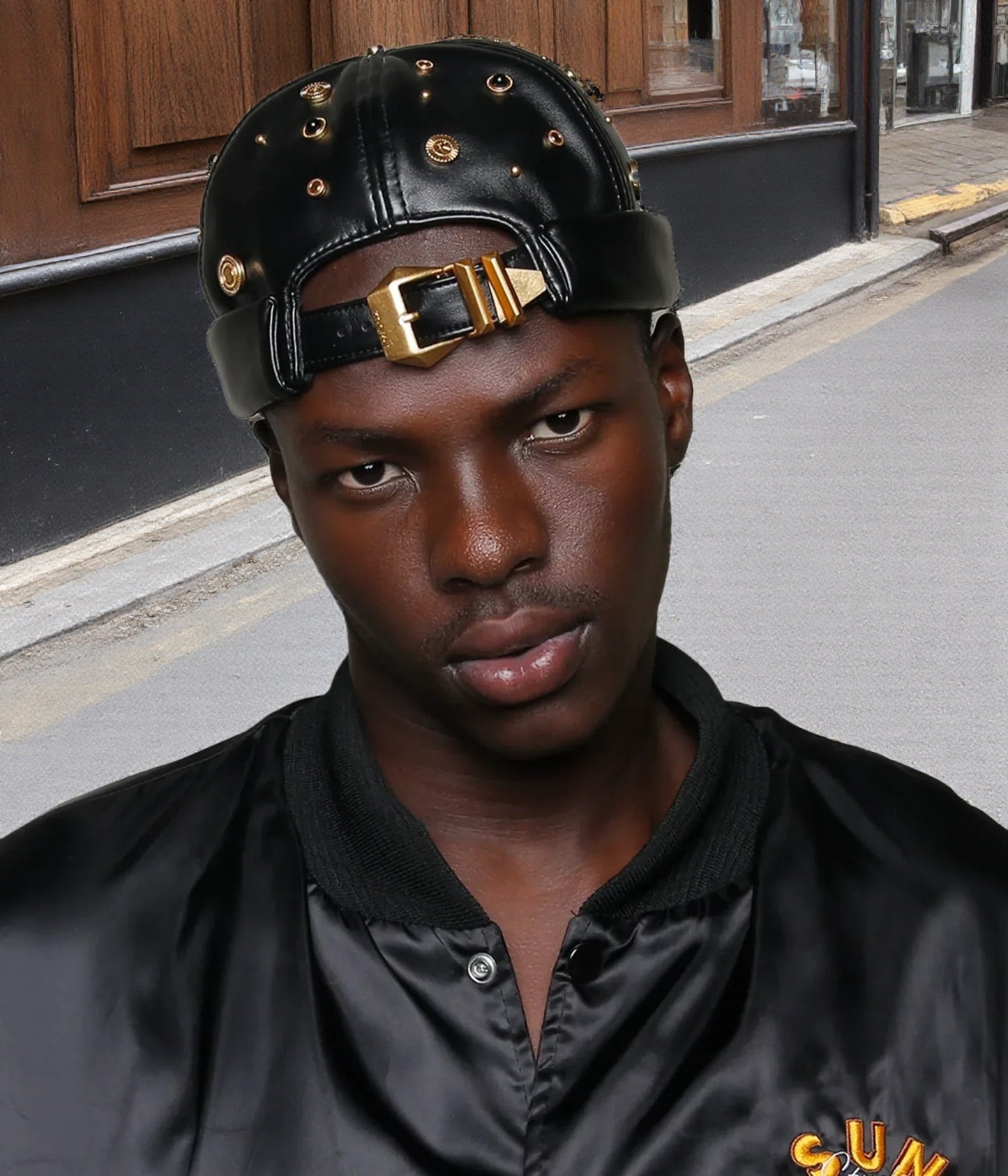 Black Leather Cap