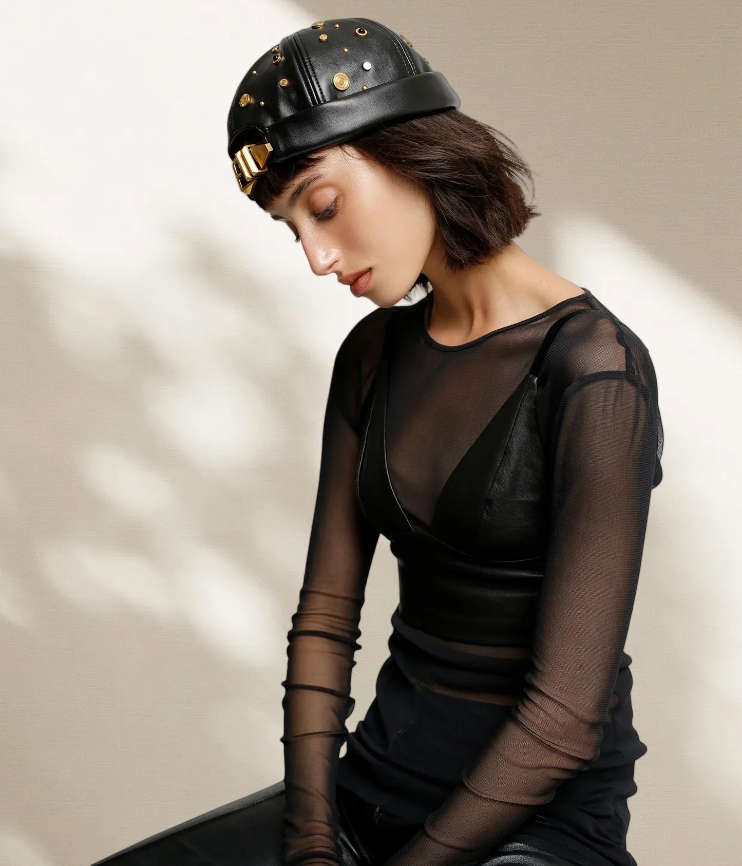 Black Leather Cap