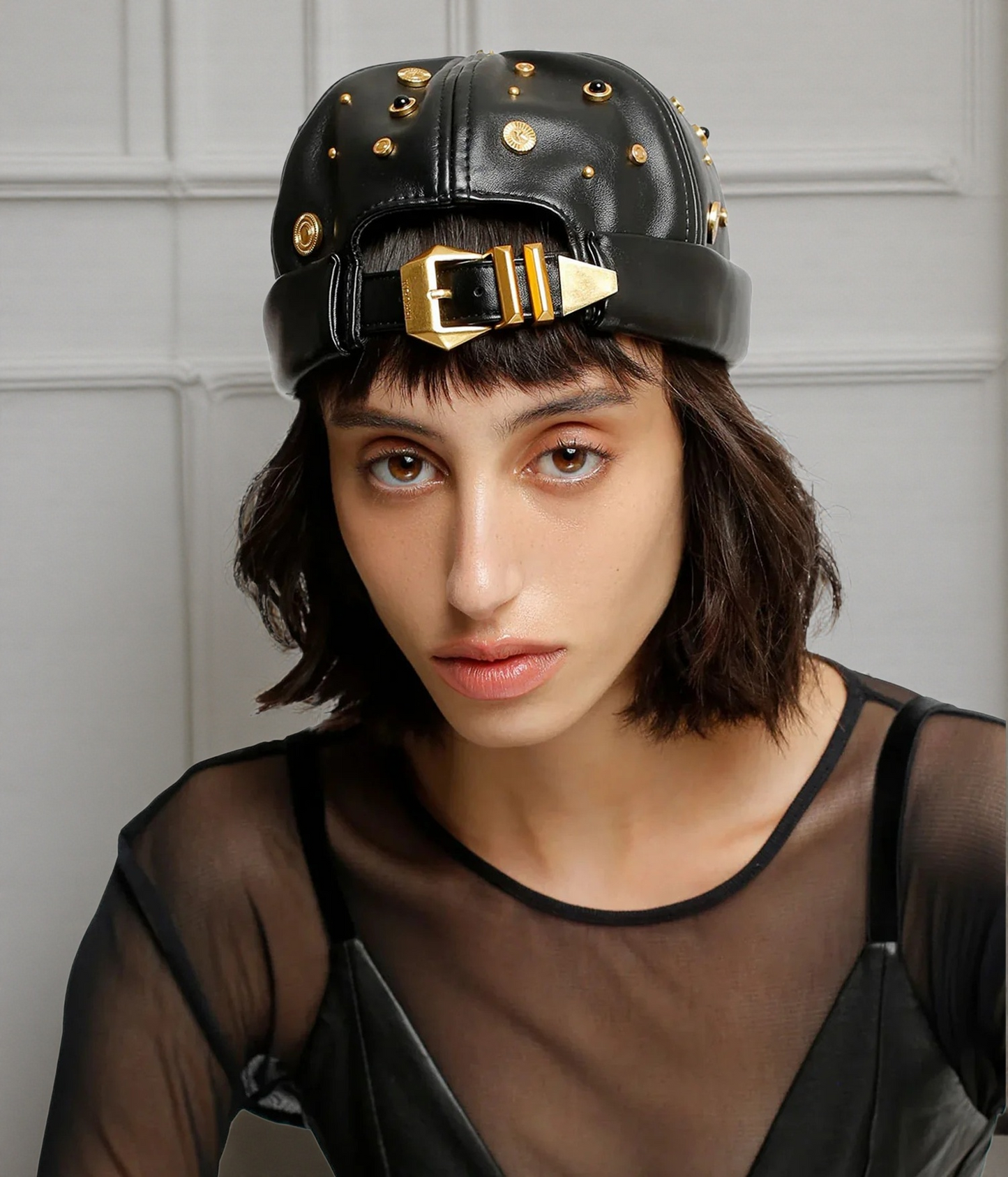 Black Leather Cap