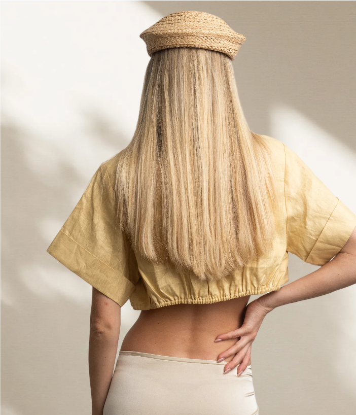 Natural Raffia Officer's Hat