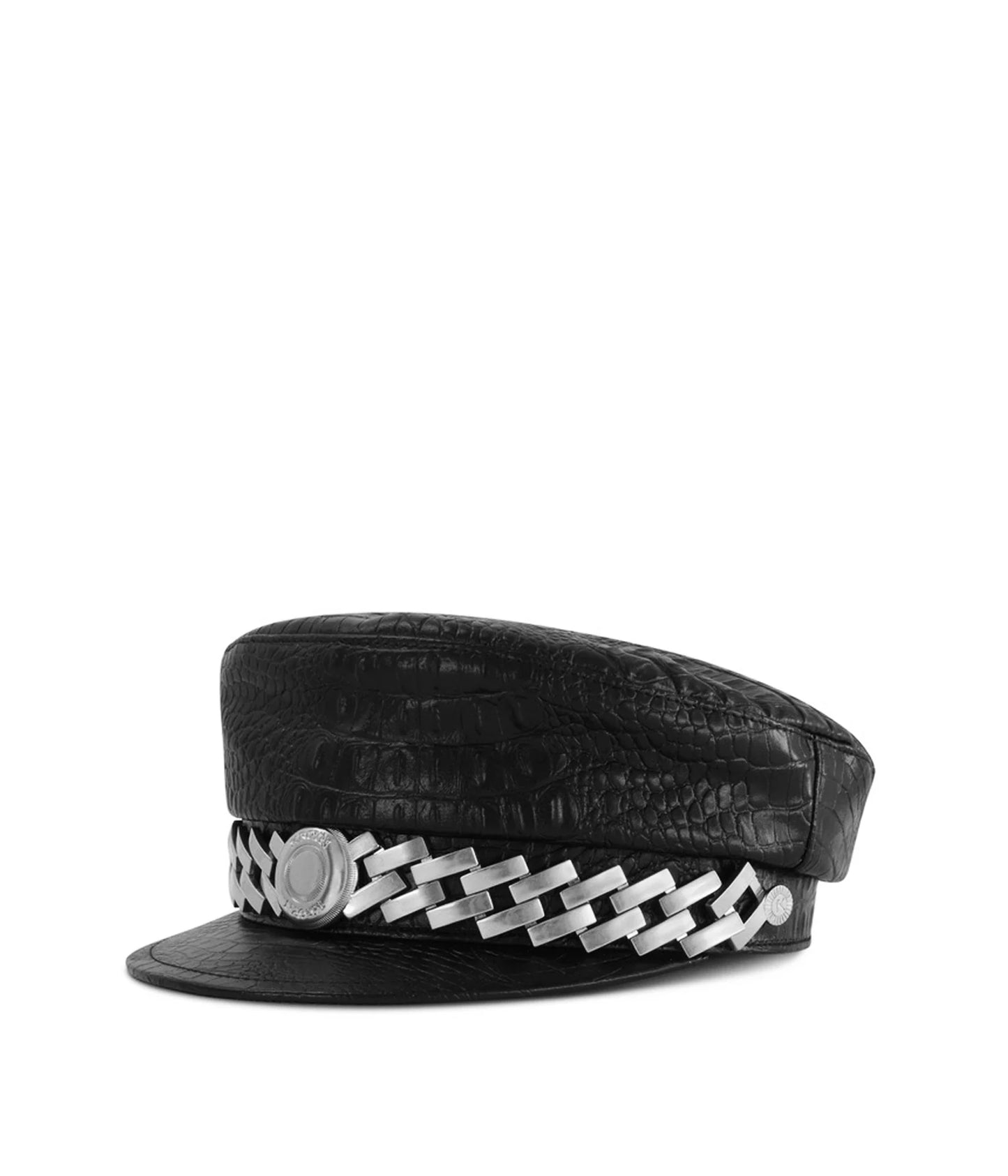 Black Faux Leather Cap