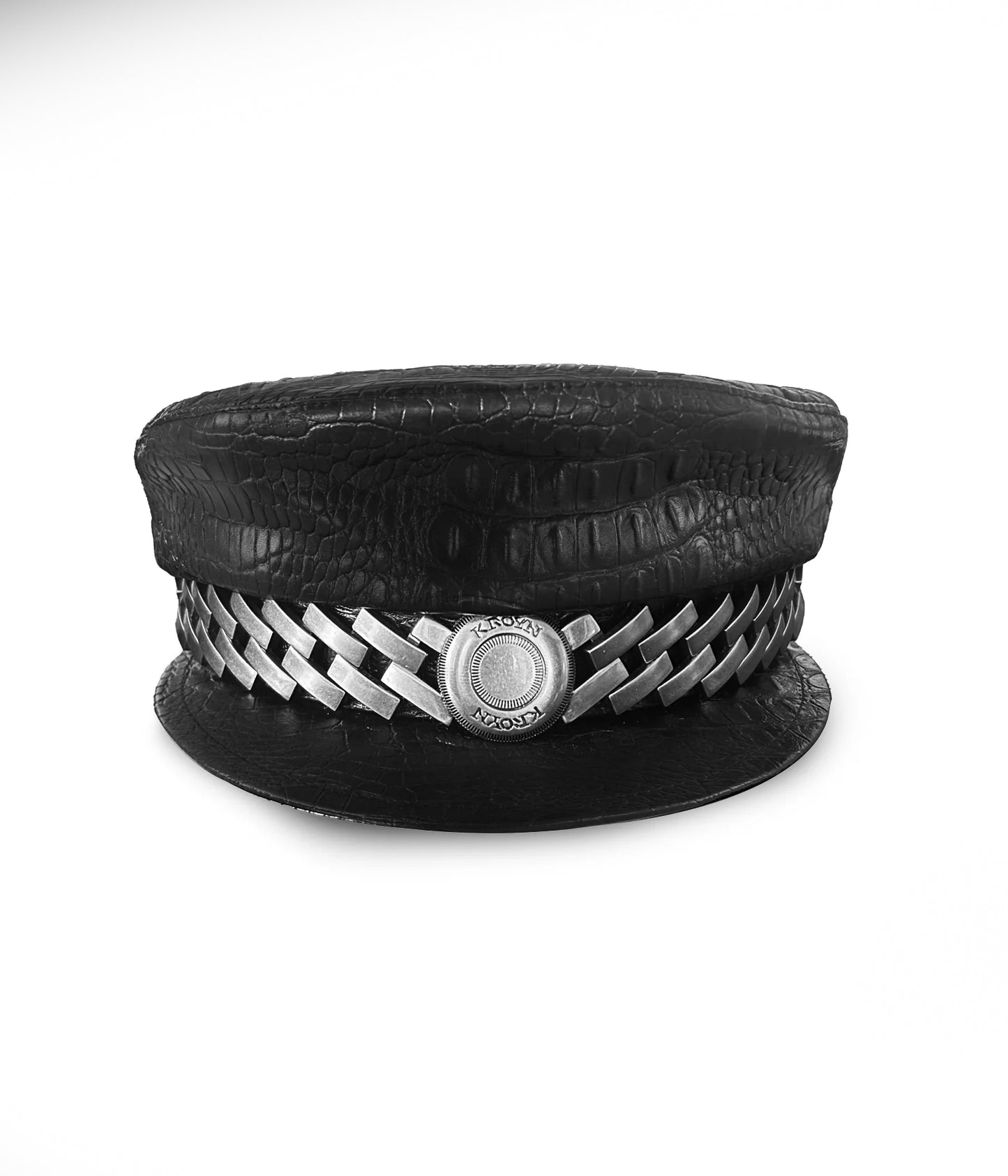 Black Faux Leather Cap