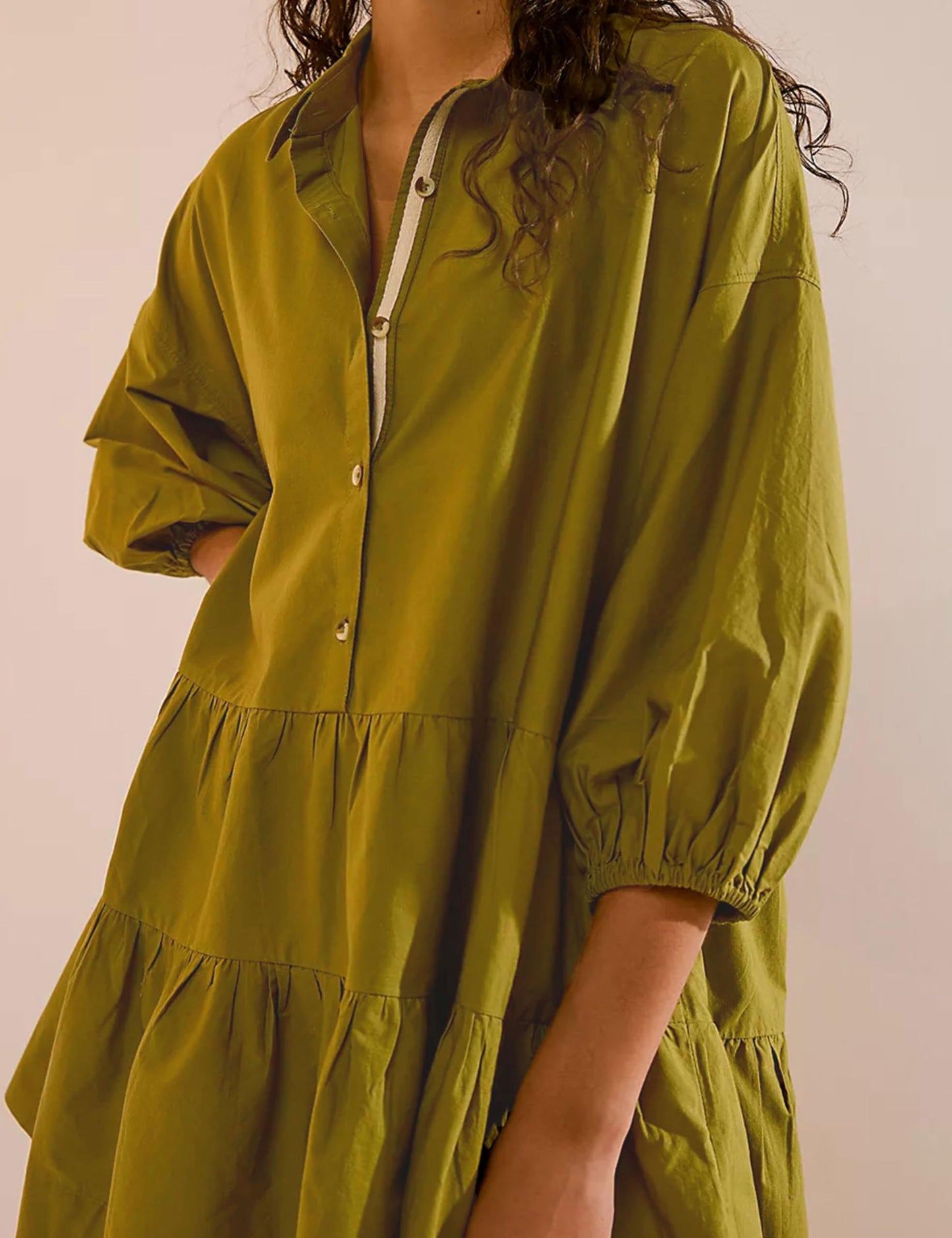 Oversized Casual Collared Babydoll Mini Dresses