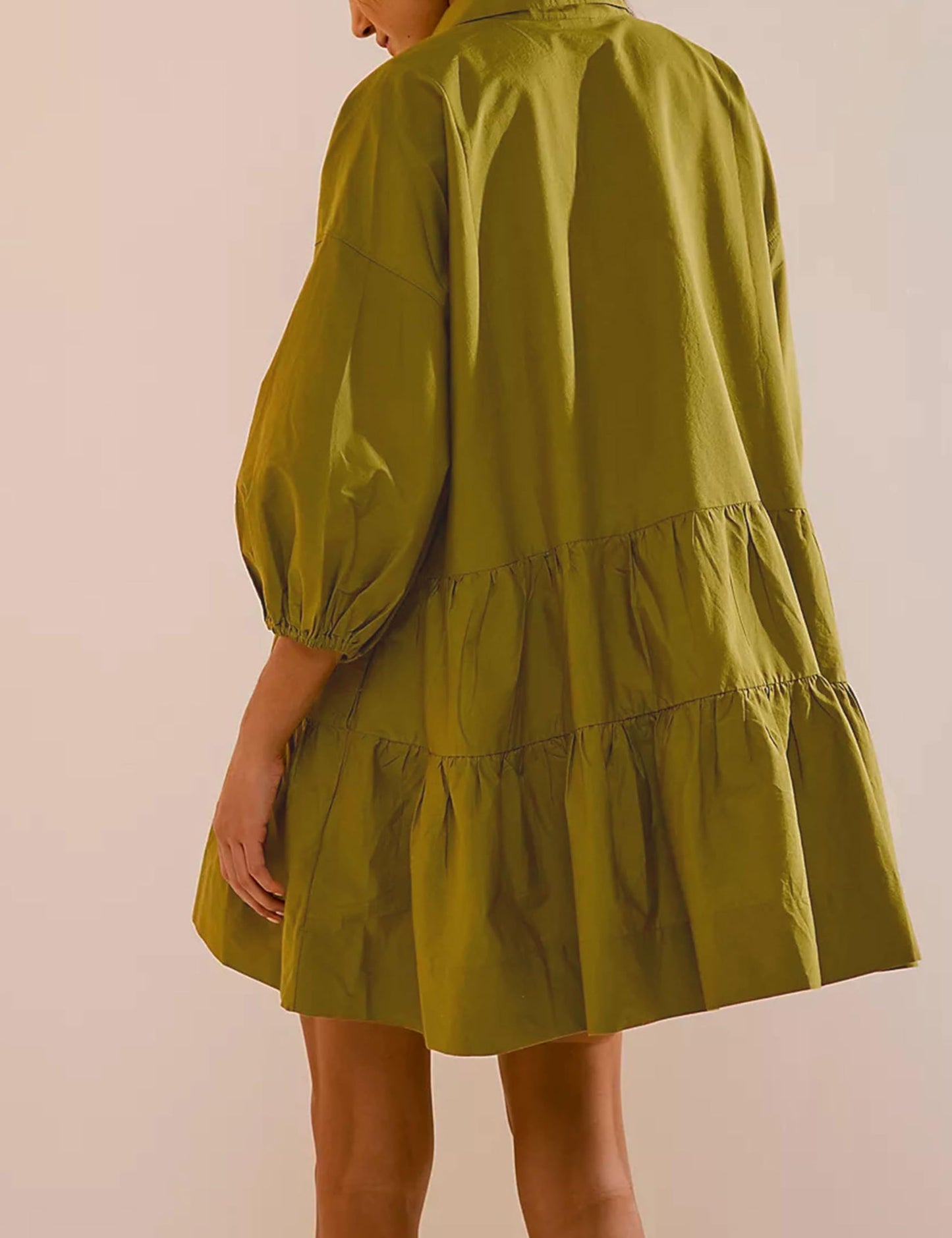 Oversized Casual Collared Babydoll Mini Dresses