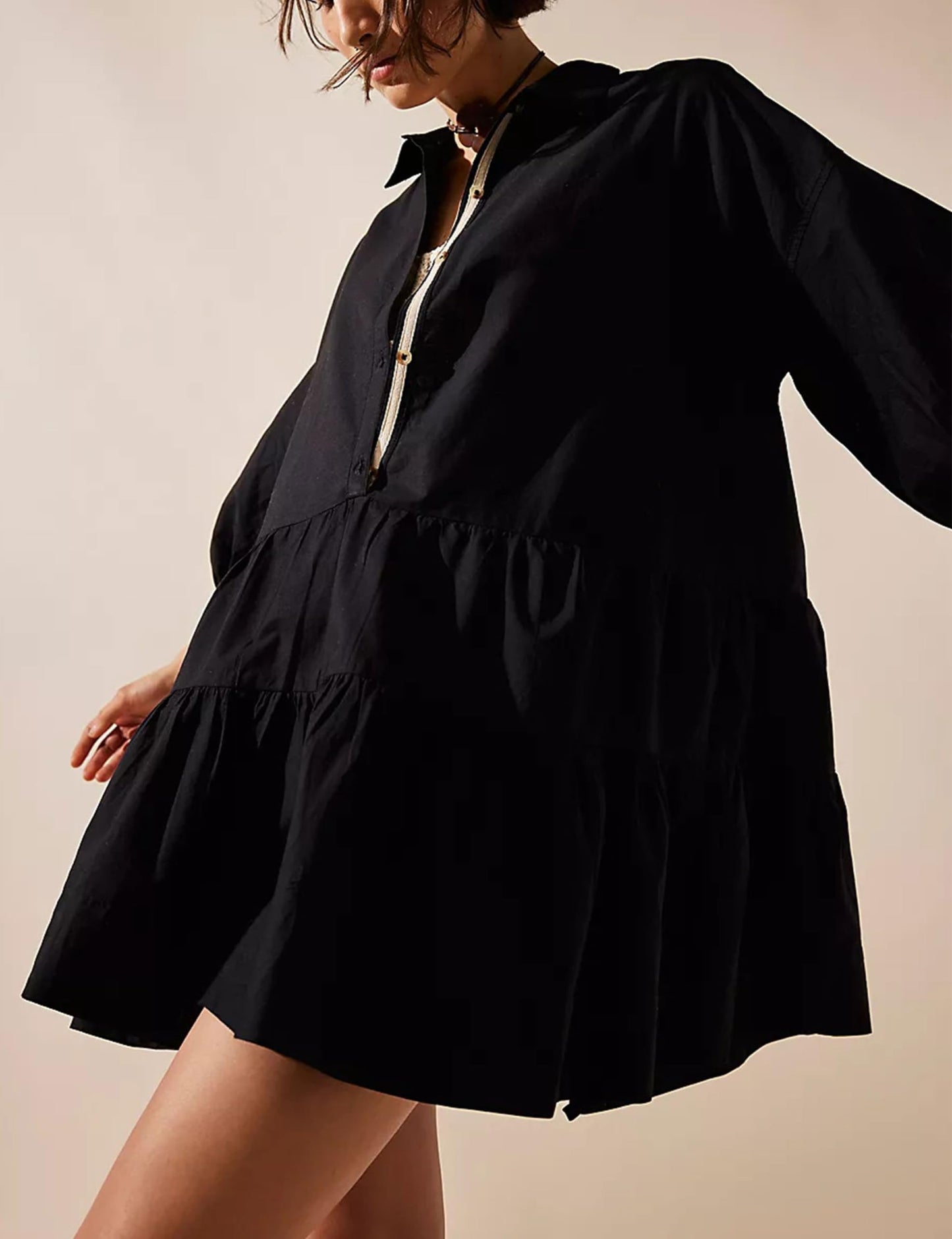 Oversized Casual Collared Babydoll Mini Dresses