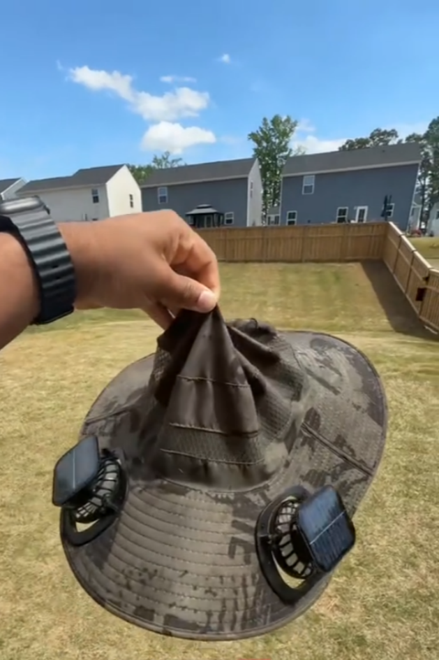 Mounted Solar-powered Fans Camouflage Wide-brim Hat