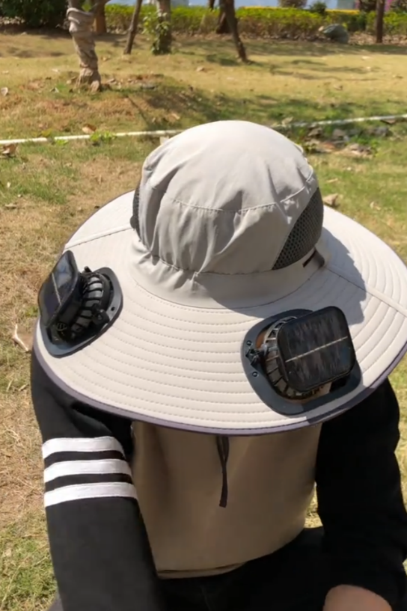 Mounted Solar-powered Fans Camouflage Wide-brim Hat