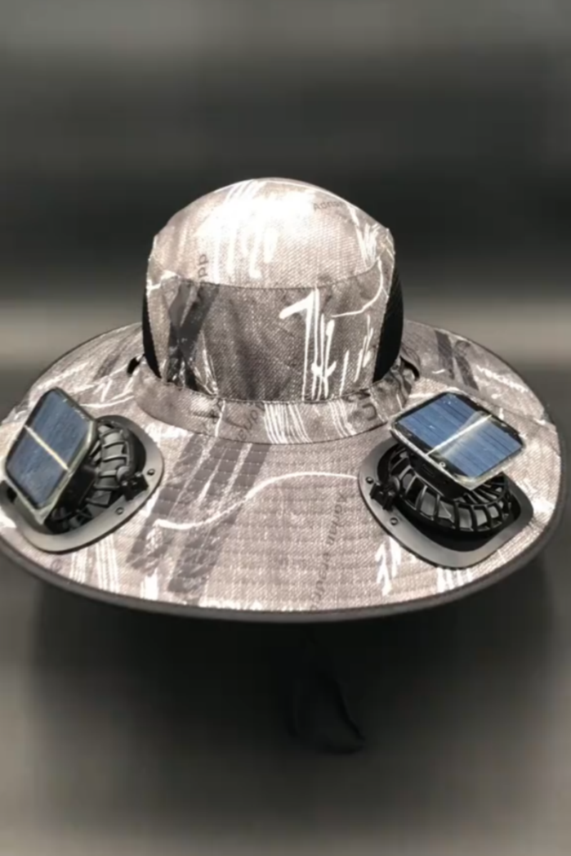 Mounted Solar-powered Fans Camouflage Wide-brim Hat