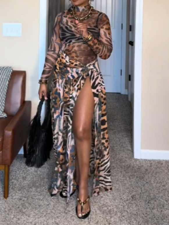 Coordinated Animal Print Maxi Dress