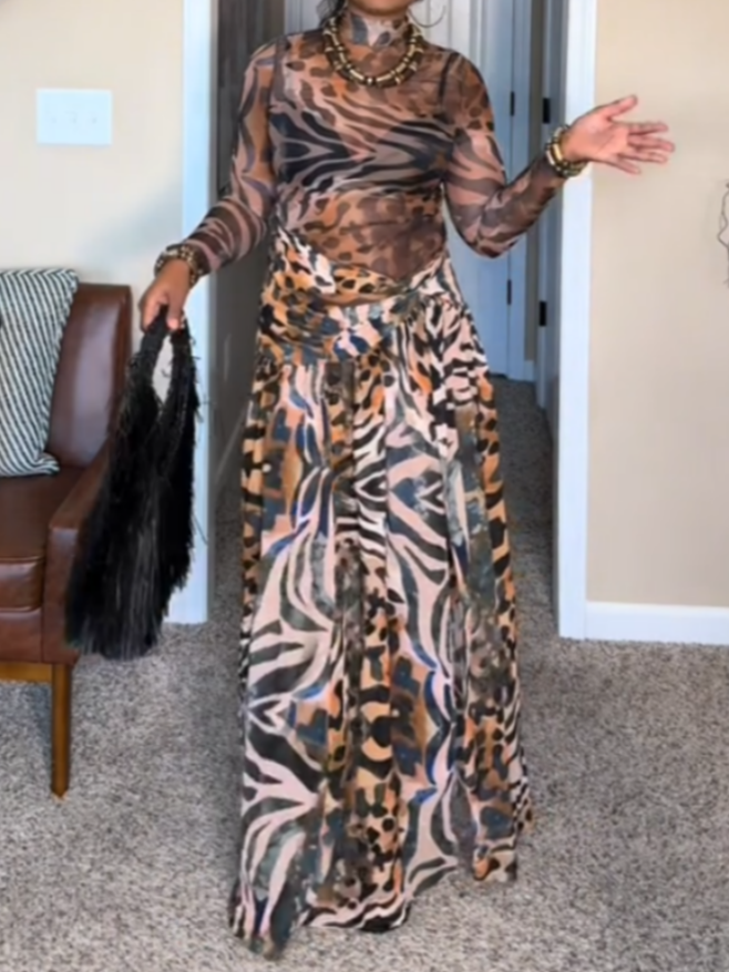 Coordinated Animal Print Maxi Dress