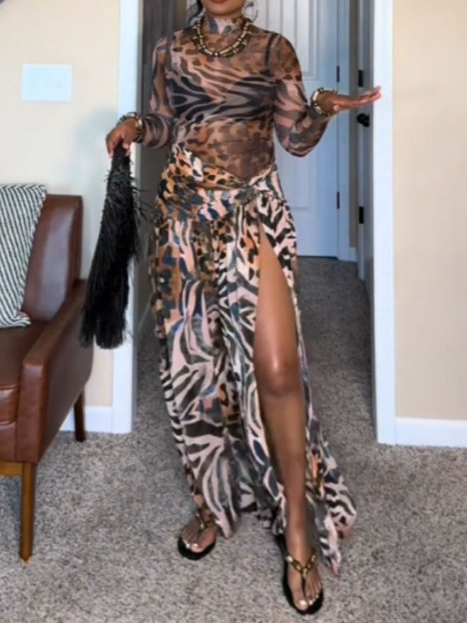 Coordinated Animal Print Maxi Dress