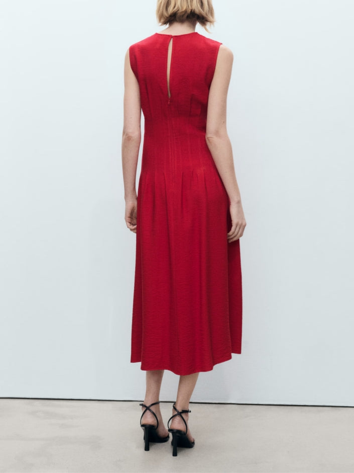 Elegant Sleeveless Red Midi Dress