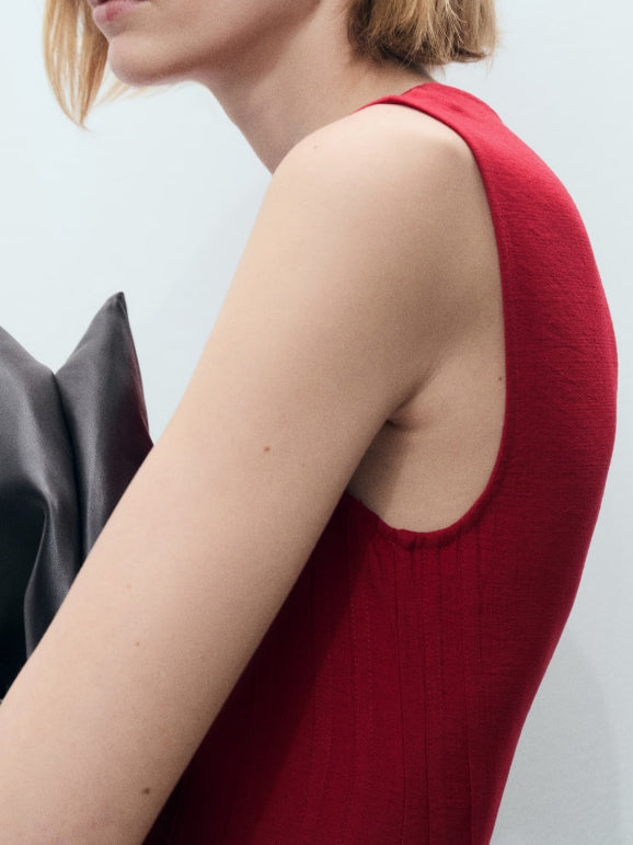 Elegant Sleeveless Red Midi Dress