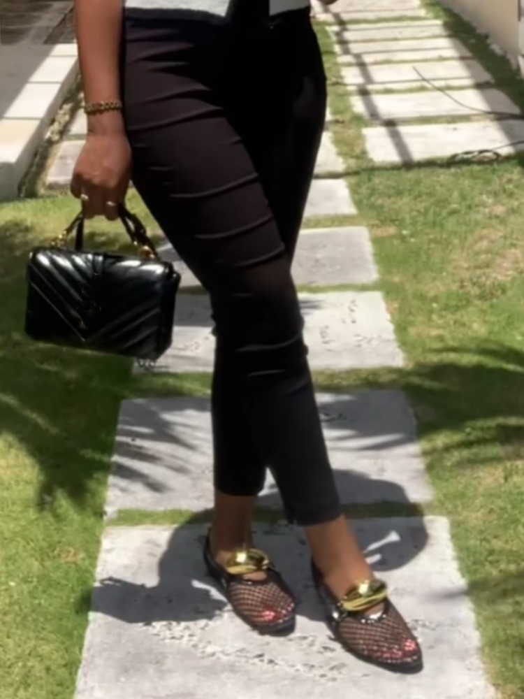 Open-toe Chunky Gold Metallic Accents Sandals