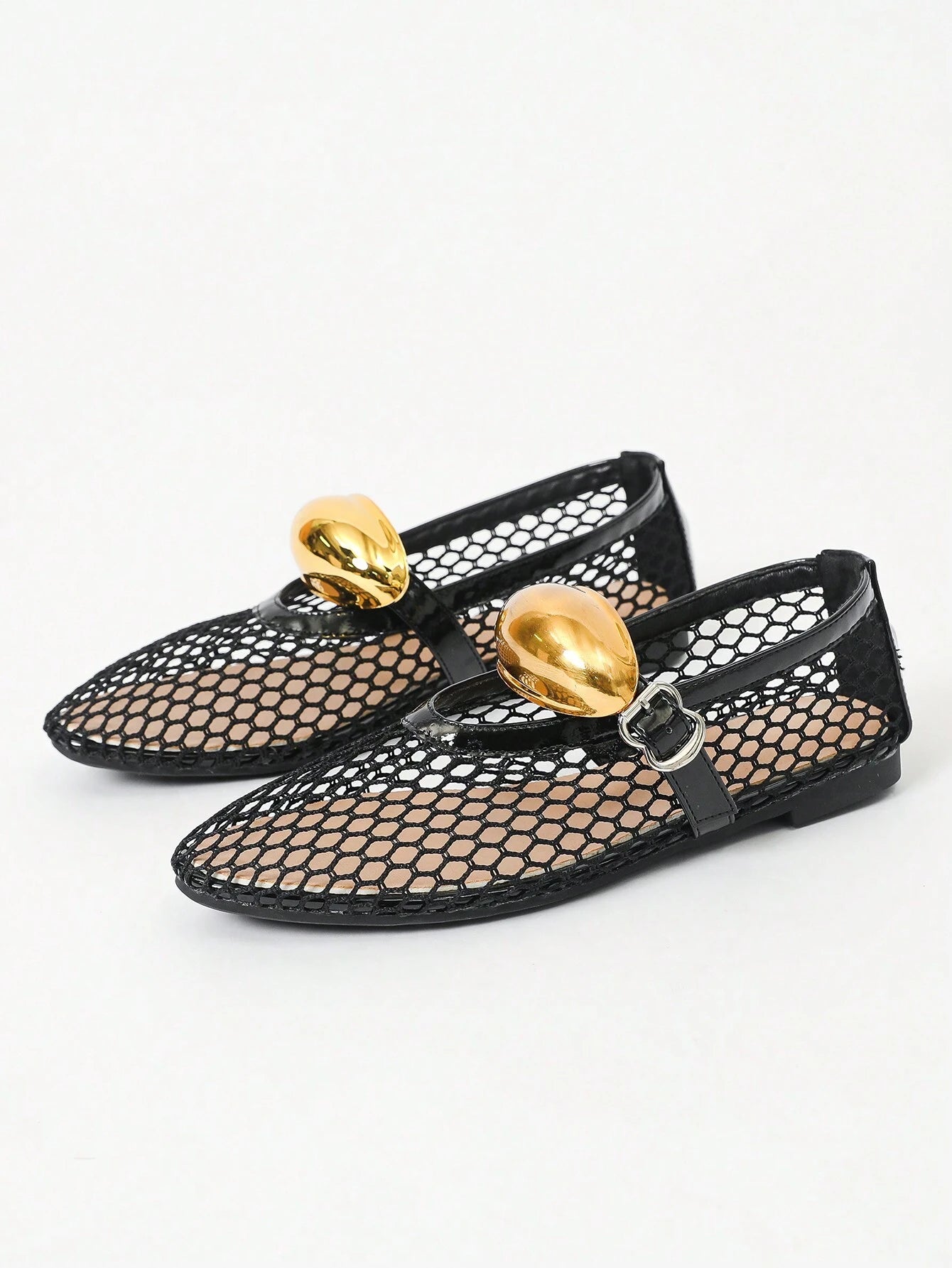 Open-toe Chunky Gold Metallic Accents Sandals