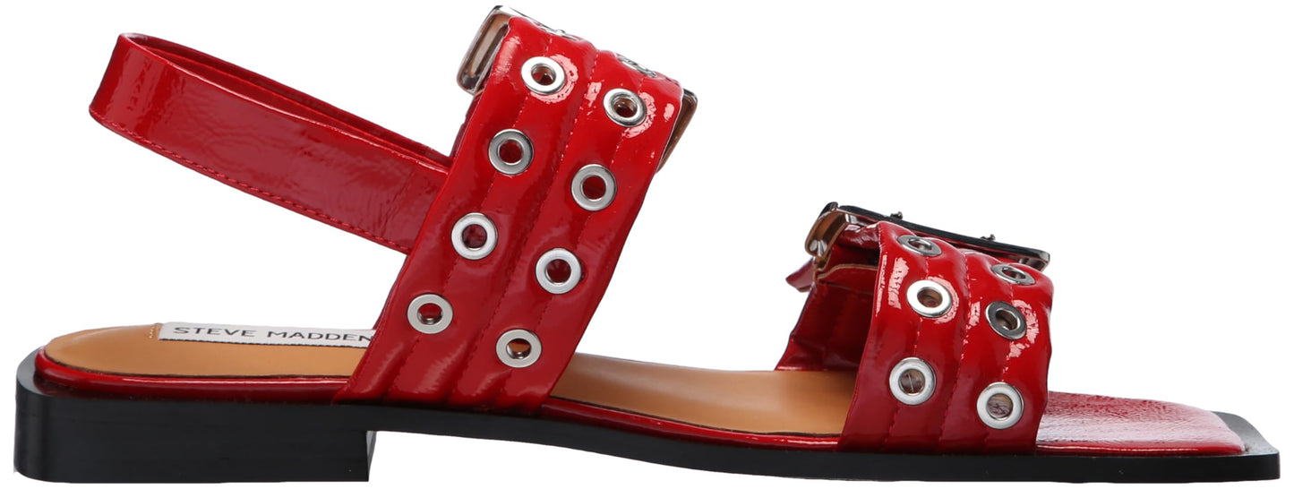 Red Multiple Silver Eyelet Sandals