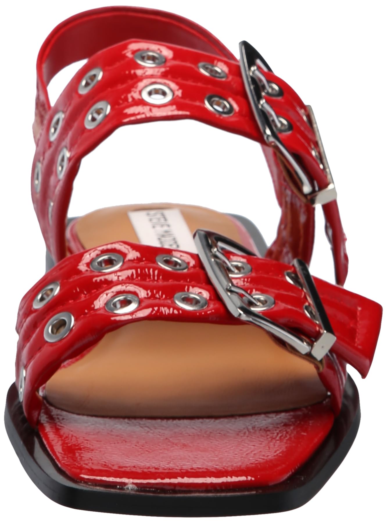 Red Multiple Silver Eyelet Sandals