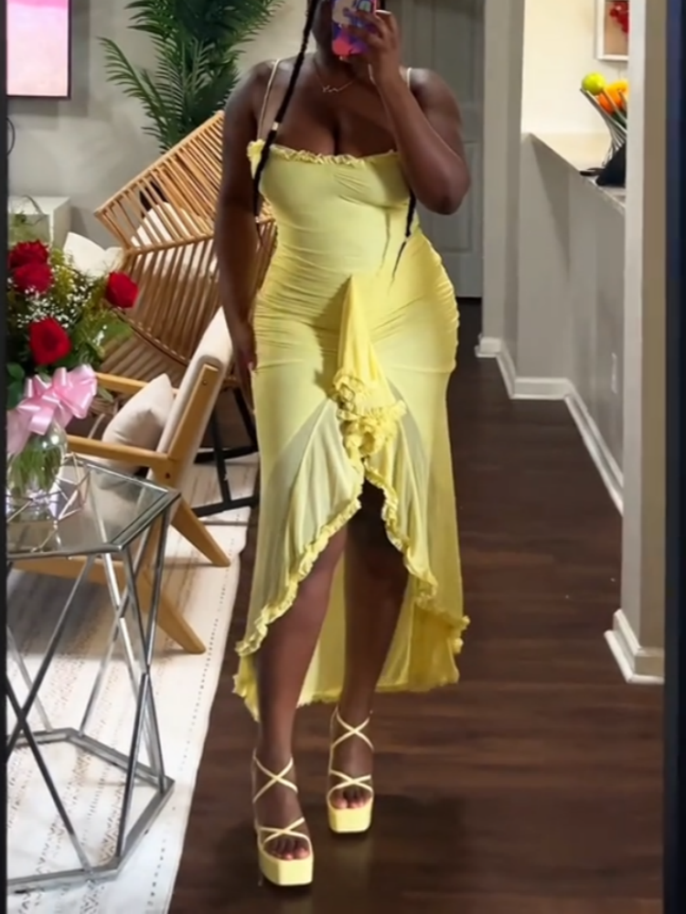 Yellow Strapless Dress