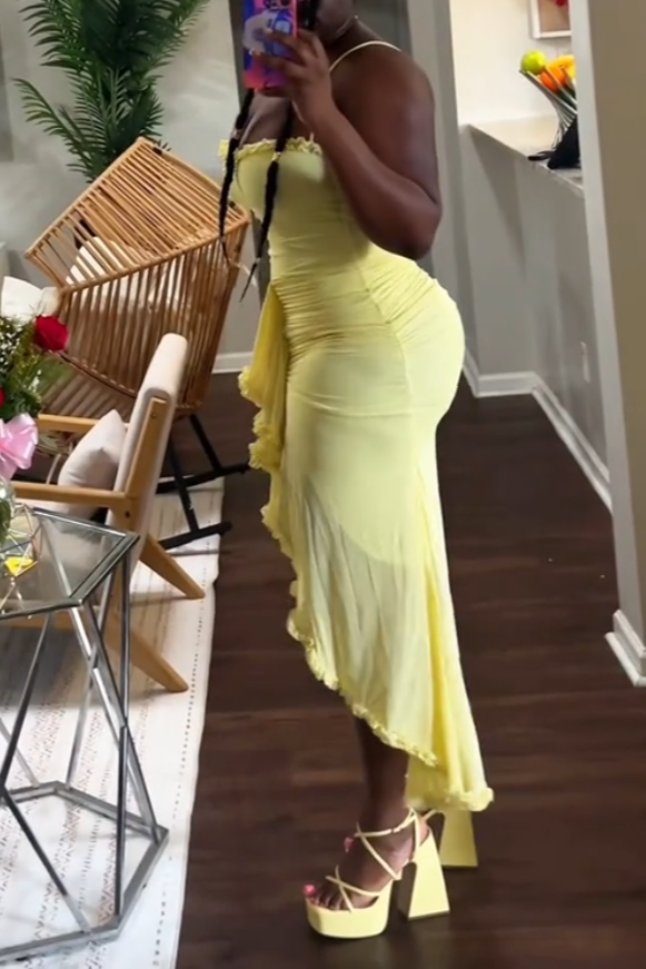 Yellow Strapless Dress