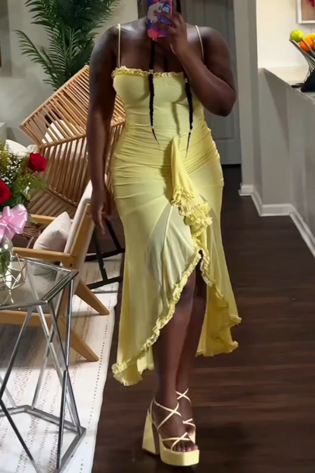 Yellow Strapless Dress