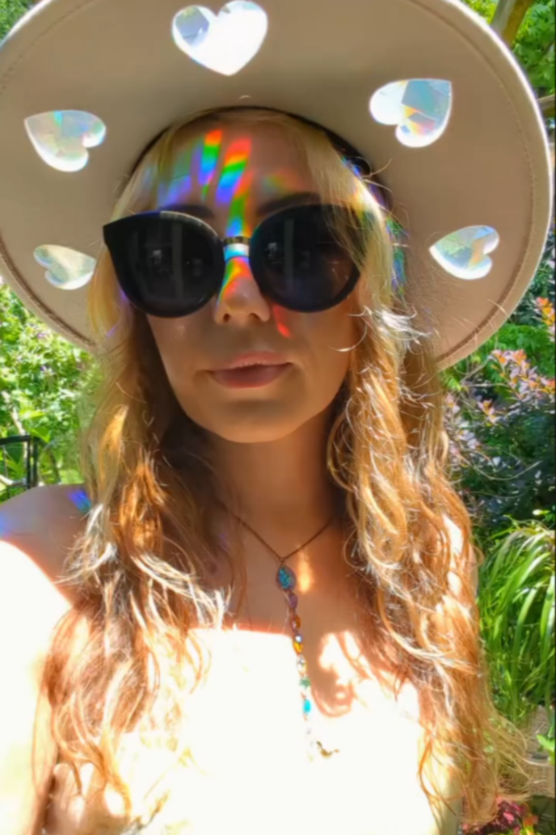 White Wide-Brim Hat With Heart-Shaped Cutouts
